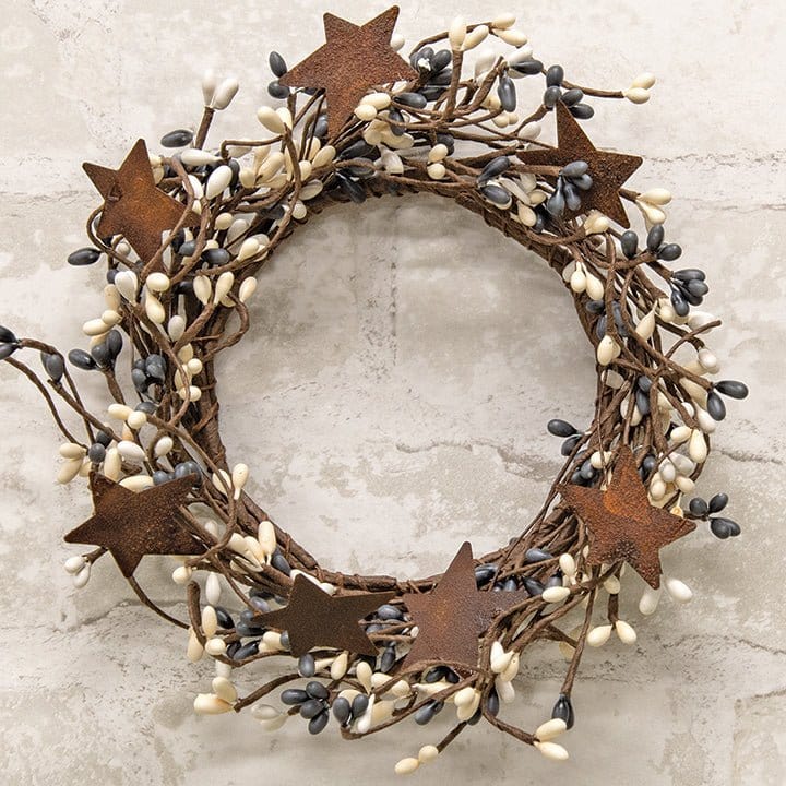 Pip Berry with Stars - Farmhouse Candle Ring / Wreath 4&quot; Inner Diameter-Craft Wholesalers-The Village Merchant