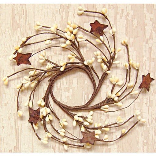 Pip Berry With Stars - Ivory Candle / Napkin Ring 2&quot; Inner Diameter-Craft Wholesalers-The Village Merchant