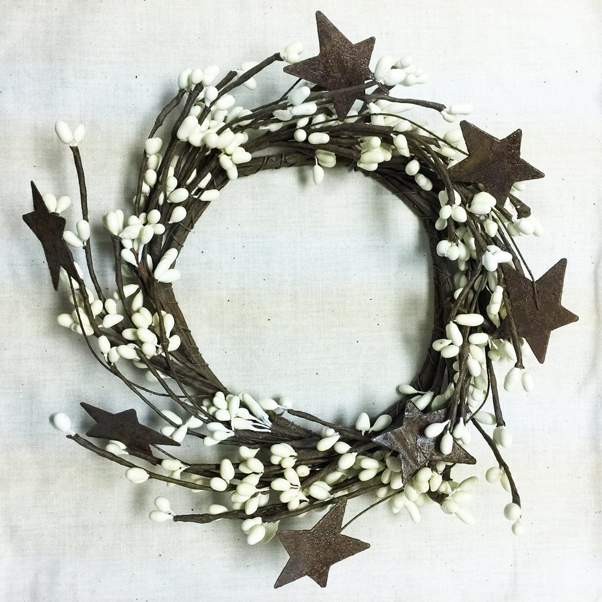 Pip Berry With Stars - Ivory Candle Ring / Wreath 4&quot; Inner Diameter-Craft Wholesalers-The Village Merchant