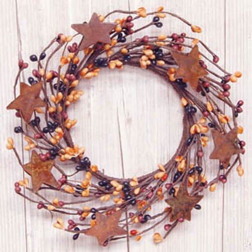 Pip Berry With Stars - Primitive Mix Candle Ring / Wreath 4" Inner Diameter-Craft Wholesalers-The Village Merchant