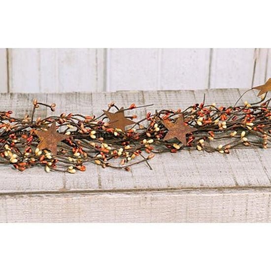 Pip Berry With Stars - Pumpkin Spice Garland 40&quot; Long-Craft Wholesalers-The Village Merchant