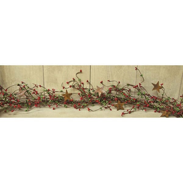 Pip Berry With Stars - Red &amp; Green Garland-Craft Wholesalers-The Village Merchant