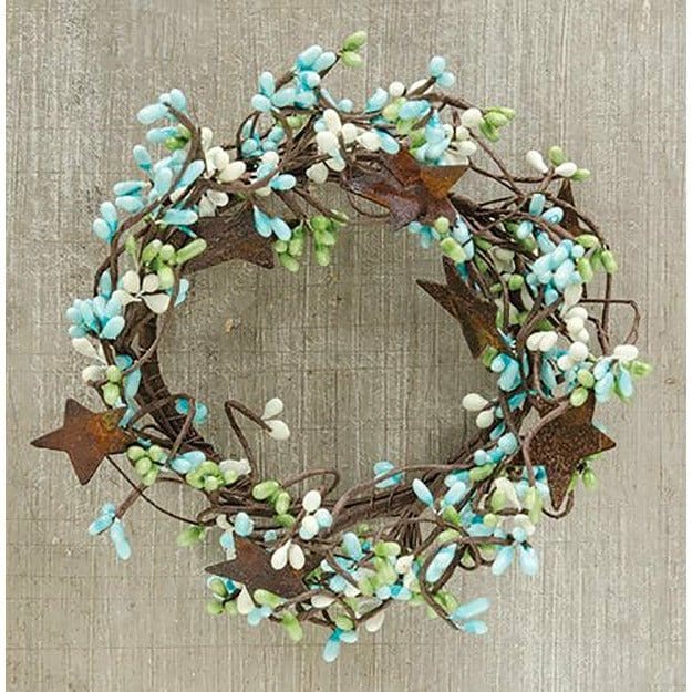 Pip Berry with Stars - Seabreeze Candle Ring / Wreath 4" Inner Diameter-Craft Wholesalers-The Village Merchant