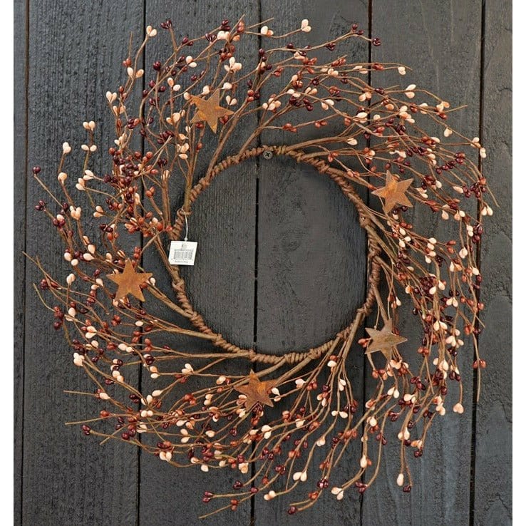 Pip Berry With Stars - Vintage Rose Wreath 6" Inside / 14" Outside Diameter-Impressive Enterprises-The Village Merchant
