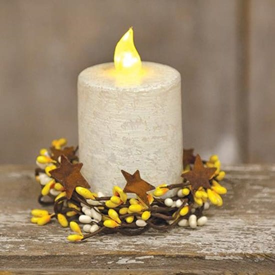 Pip Berry With Stars - Yellow & Cream Candle / Napkin Ring 2" Inner Diameter-Craft Wholesalers-The Village Merchant