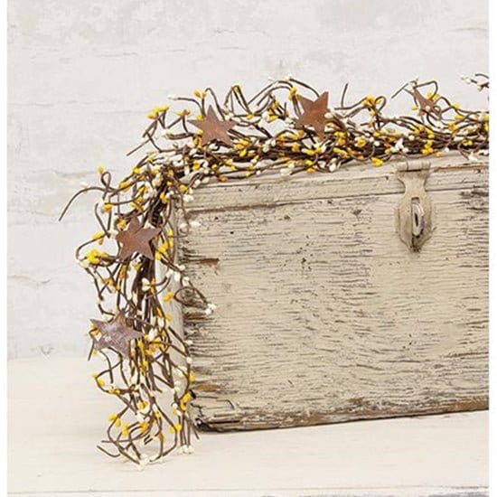 Pip Berry With Stars - Yellow &amp; Cream Garland 40&quot; Long-Craft Wholesalers-The Village Merchant