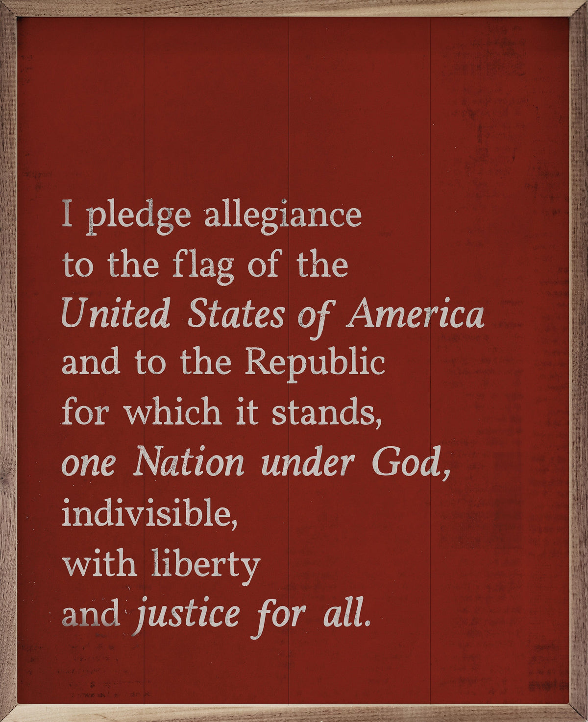 Kendrick Home Walnut Frames Sizes / Red Pledge Of Allegiance Vintage Printed and Framed Wall Sign