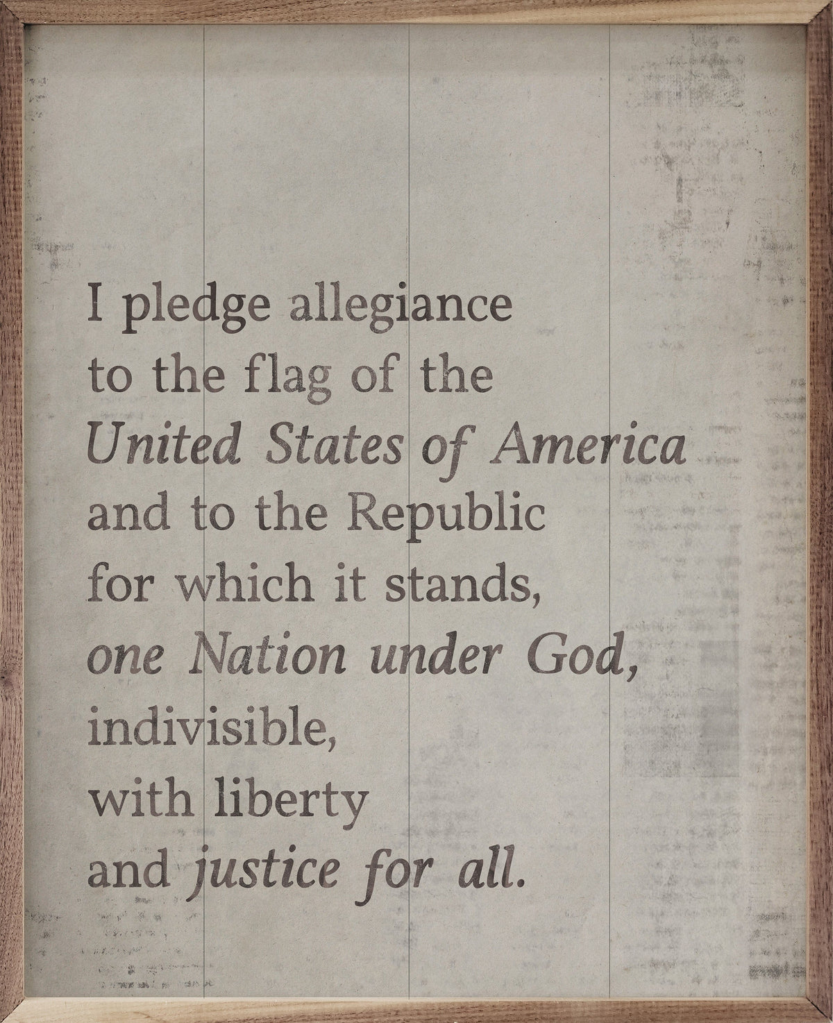 Kendrick Home Walnut Frames Sizes / White Pledge Of Allegiance Vintage Printed and Framed Wall Sign
