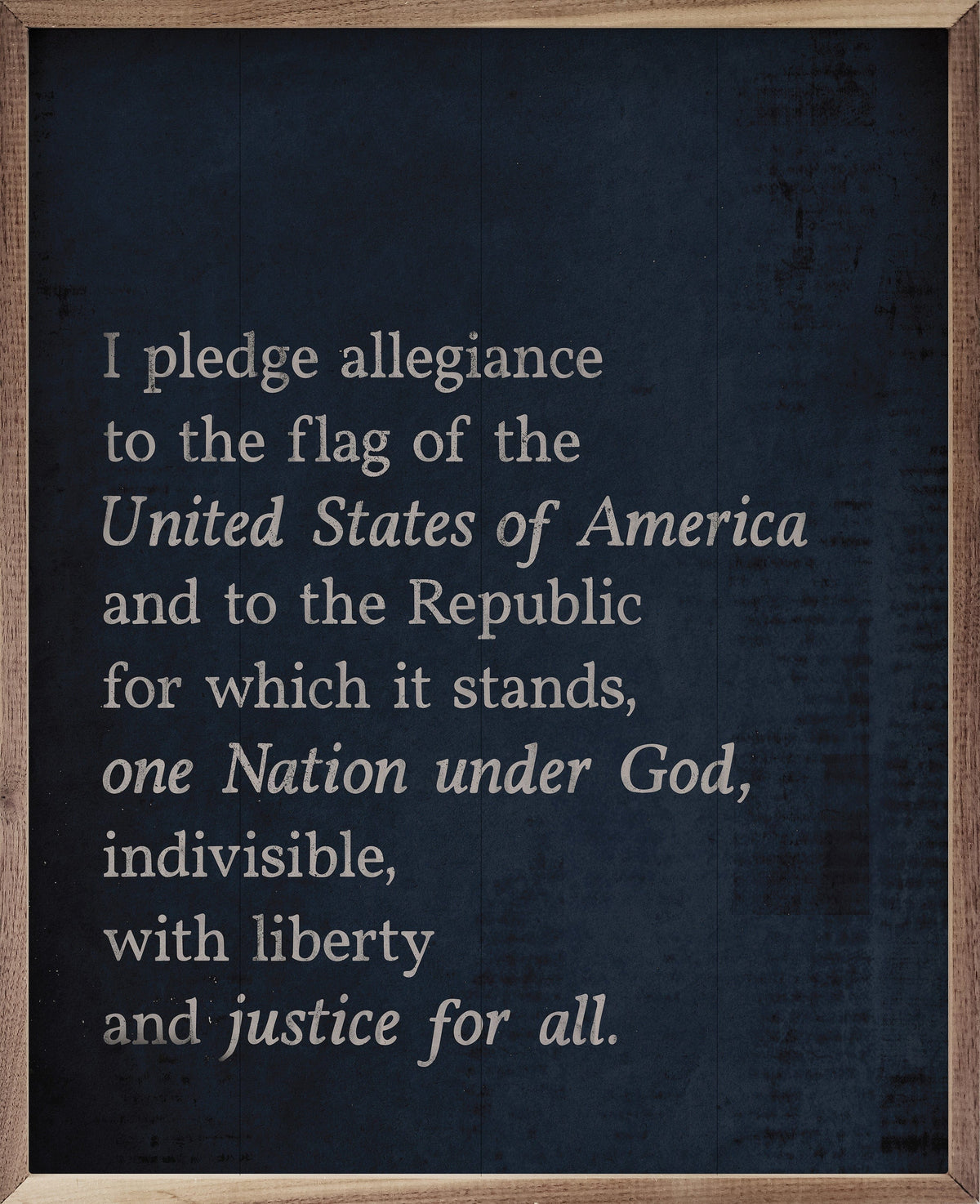 Kendrick Home Walnut Frames Sizes / Blue Pledge Of Allegiance Vintage Printed and Framed Wall Sign