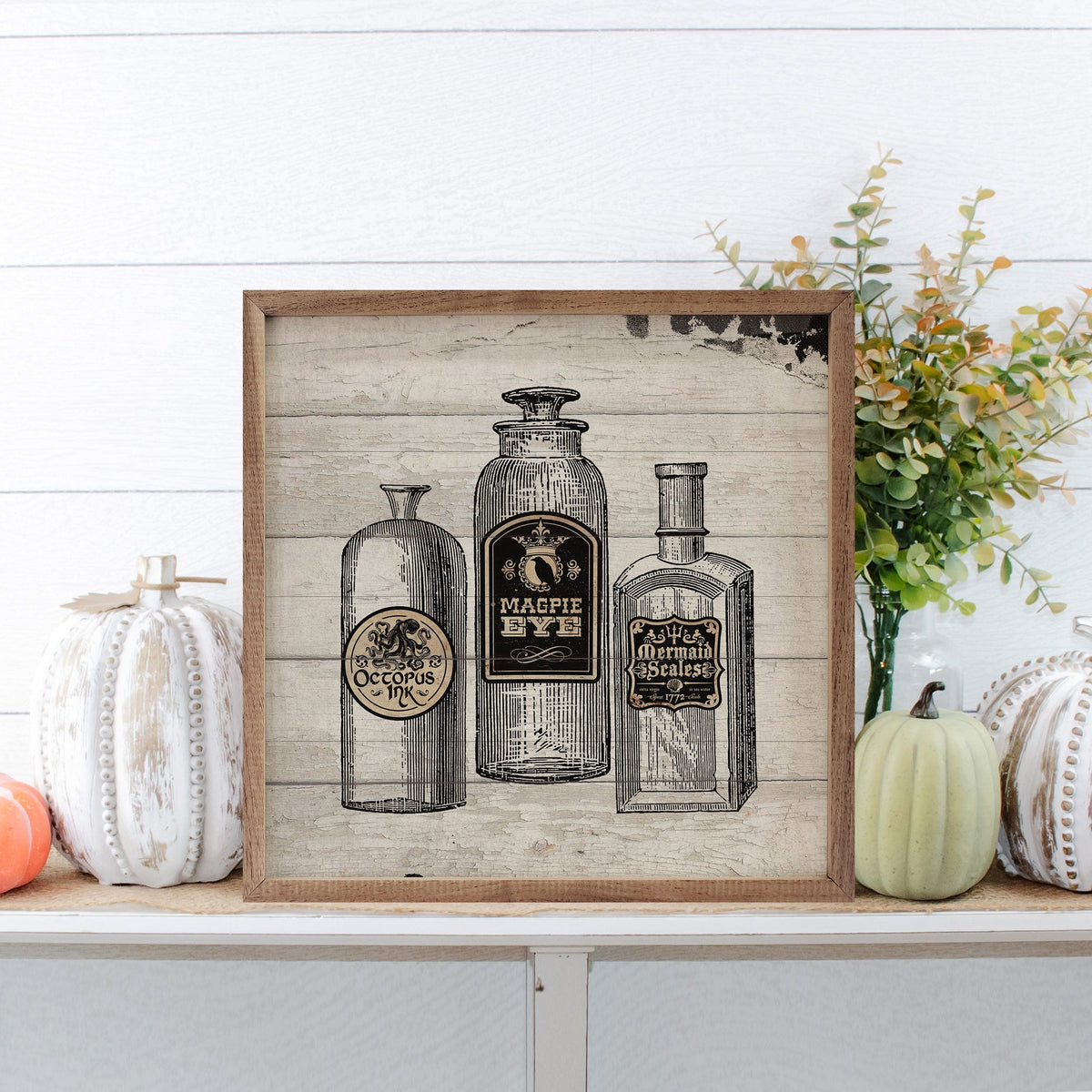 Kendrick Home Walnut Frames Potions Whitewash