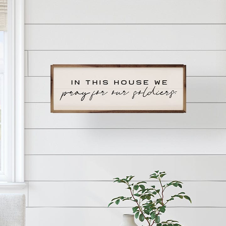 Kendrick Home Walnut Frames Pray For Our Soldiers White Printed and Framed Wall Sign