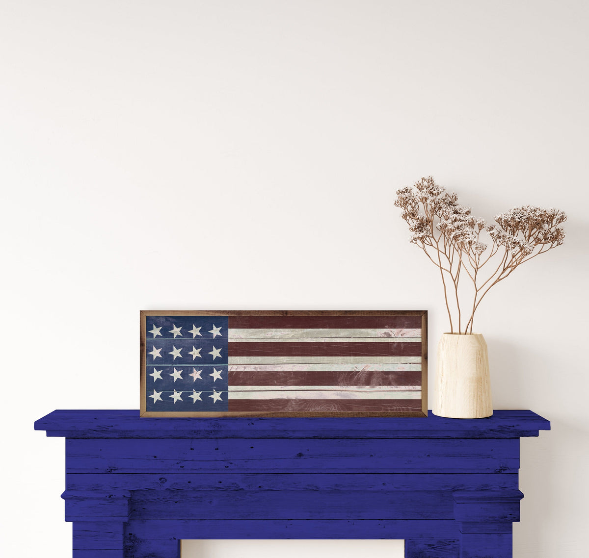 Primitive Flag Printed and Framed Wall Sign