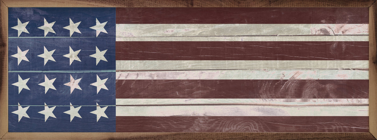 Primitive Flag Printed and Framed Wall Sign