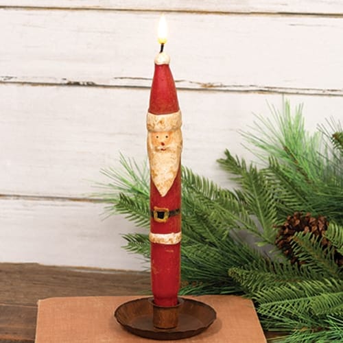 CWI Gifts LED Taper Candles Primitive Santa LED Battery Candle Light Taper