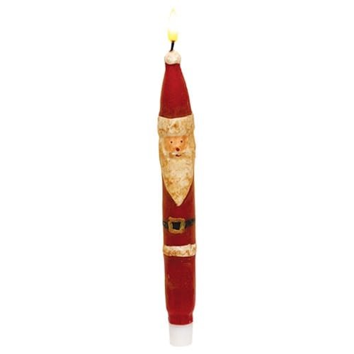 CWI Gifts LED Taper Candles Primitive Santa LED Battery Candle Light Taper