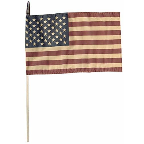 Primitive Tea Stained American Flag on A Stick-Craft Wholesalers-The Village Merchant