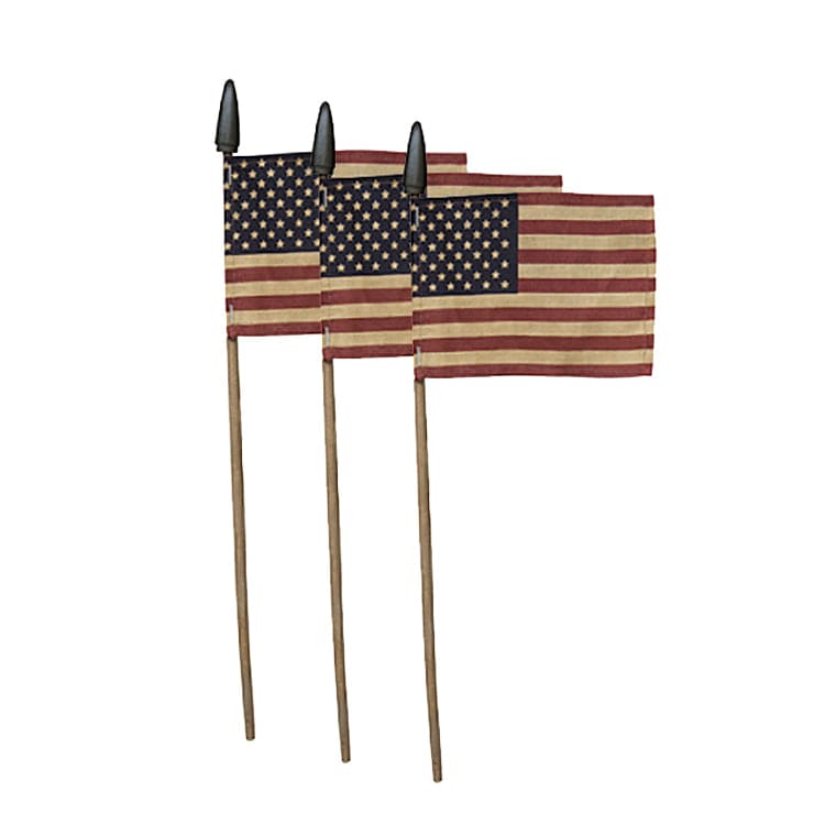 Primitive Tea Stained American Flag on A Stick-Craft Wholesalers-The Village Merchant