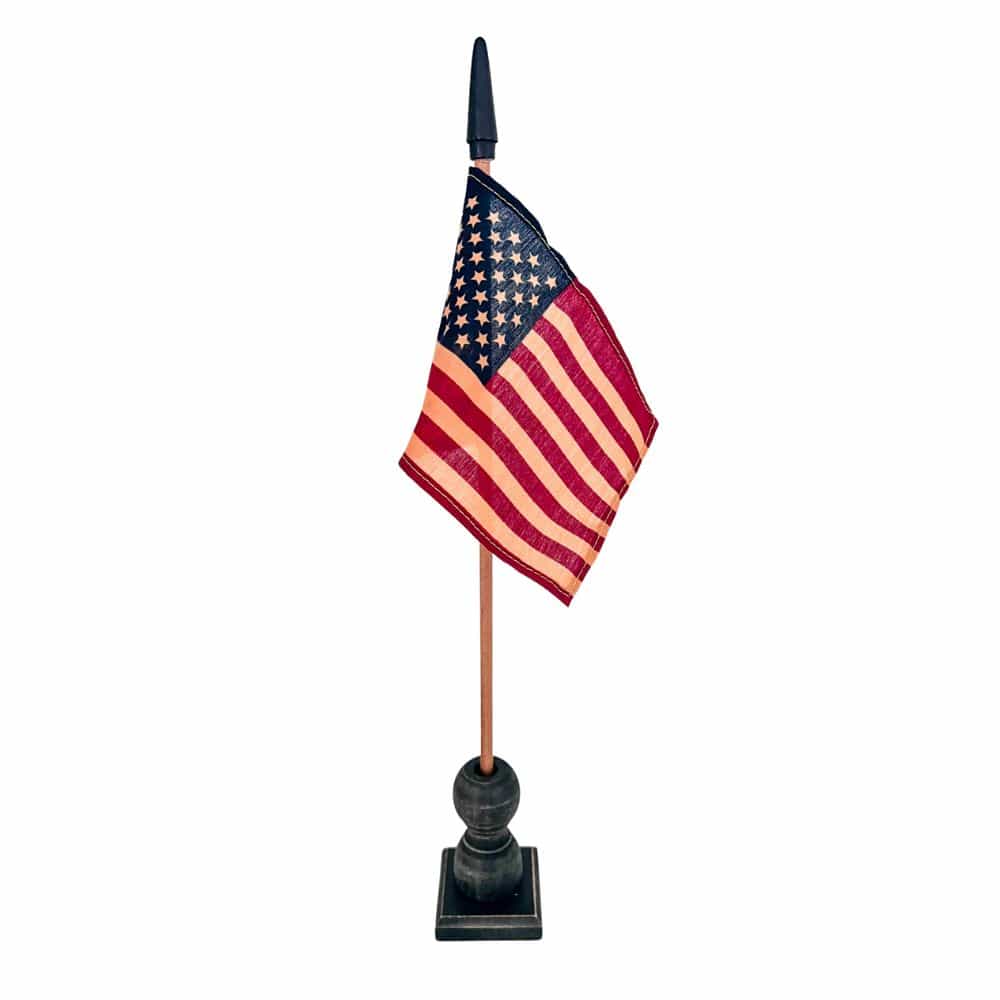 Primitive Tea Stained American Flag on A Stick
