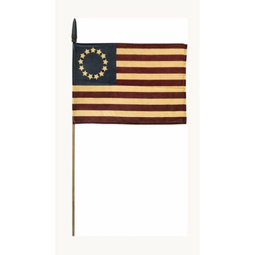 Primitive Tea Stained Betsy Ross Flag on A Stick-Craft Wholesalers-The Village Merchant