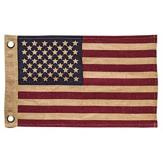 Primitive Tea Stained Burlap American 50 Stars flag-Craft Wholesalers-The Village Merchant
