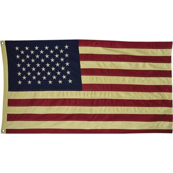 Primitive Tea Stained Cotton American 50 Stars Flag Large-Craft Wholesalers-The Village Merchant