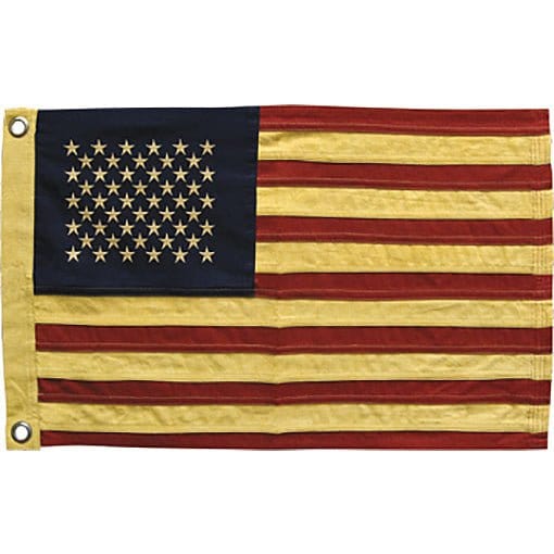 Primitive Tea Stained Cotton American 50 Stars Flag Small-Craft Wholesalers-The Village Merchant