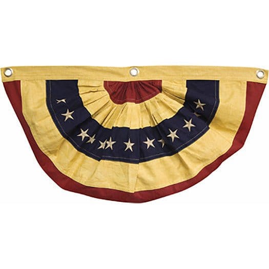 Primitive Tea Stained Cotton American Bunting Large-Craft Wholesalers-The Village Merchant