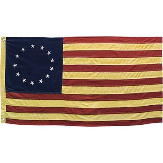 Primitive Tea Stained Cotton Betsy Ross Flag Large-Craft Wholesalers-The Village Merchant