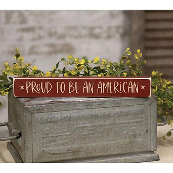 Proud To Be An American Engraved Wood Sign 12&quot; Long-CWI Gifts-The Village Merchant