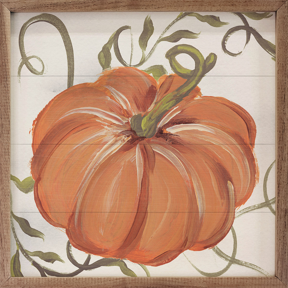 Kendrick Home Walnut Frames 4x4 Pumpkin 2 By Nina Blue Printed and Framed Wall Sign