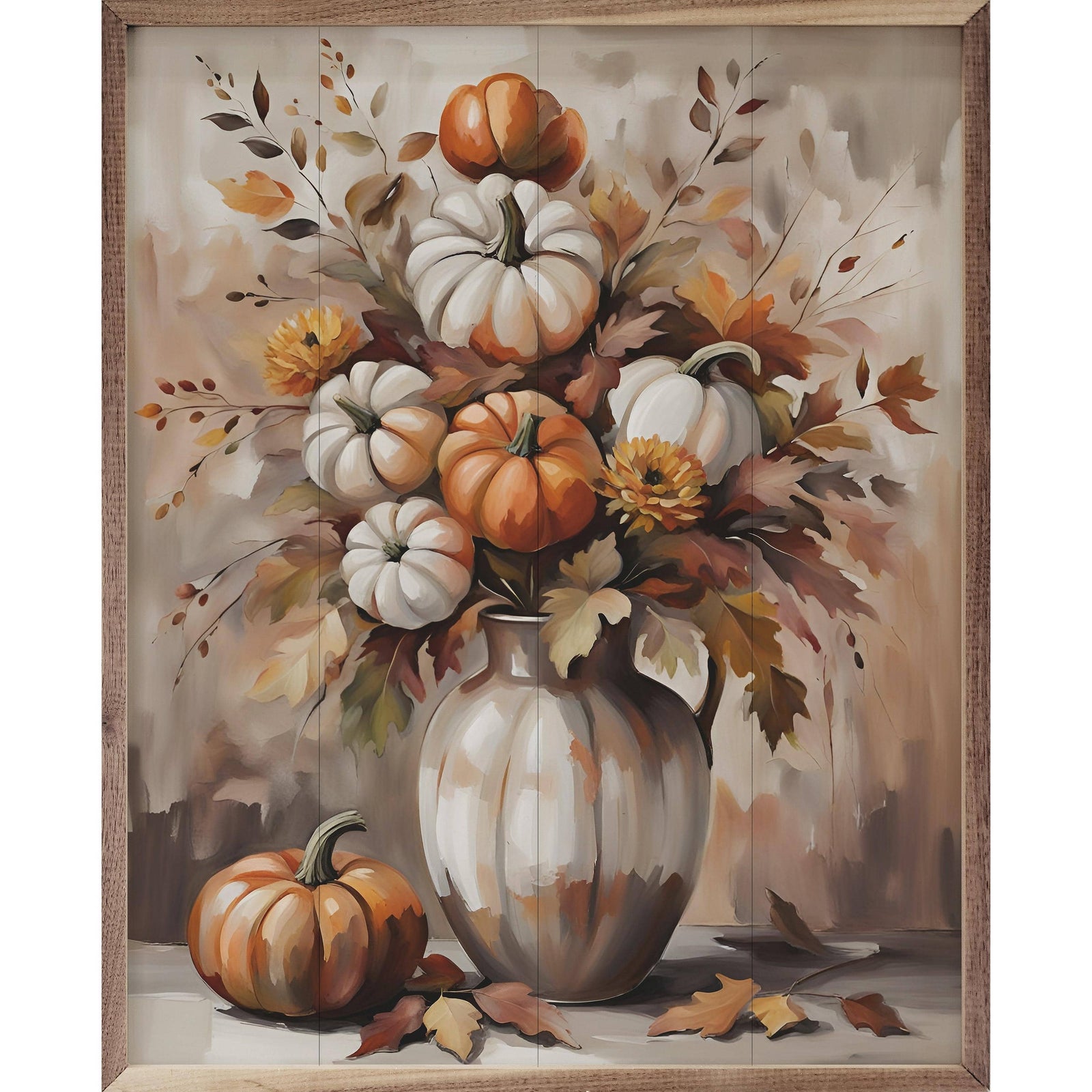 Kendrick Home Walnut Frames 8x10 Pumpkin Bouquet Printed and Framed Wall Sign