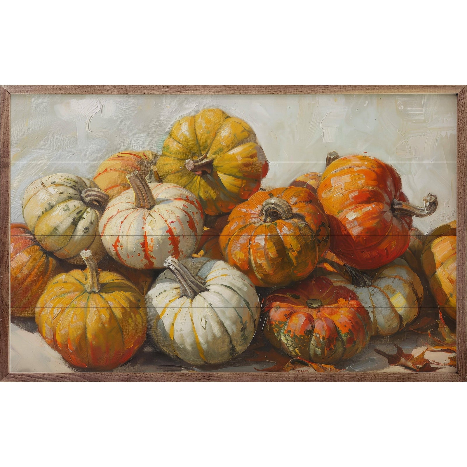 Kendrick Home Walnut Frames Pumpkin Mound By Petals Prints Design Printed and Framed Wall Sign