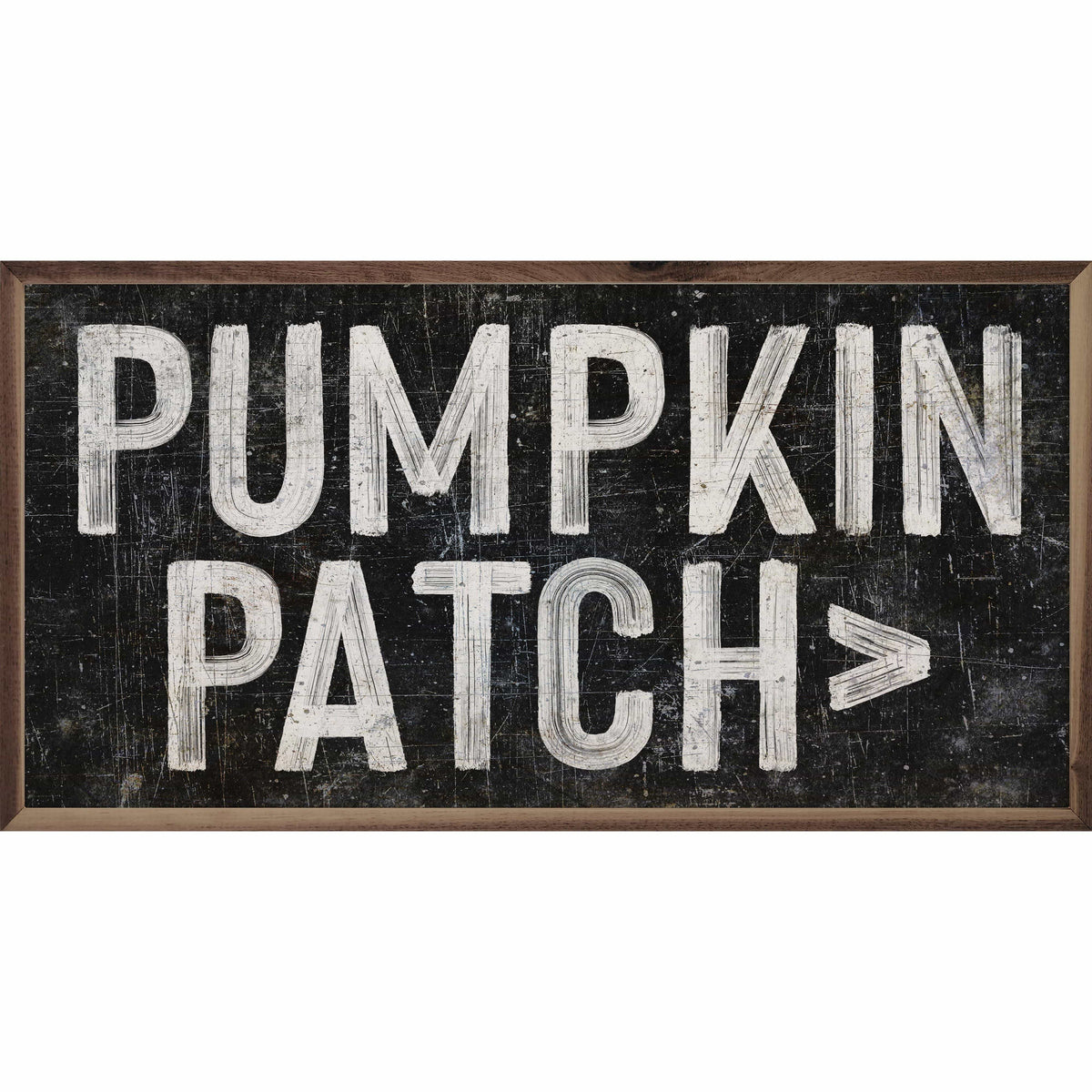 Kendrick Home Walnut Frames 16x8 Pumpkin Patch Arrow Black Printed and Framed Wall Sign