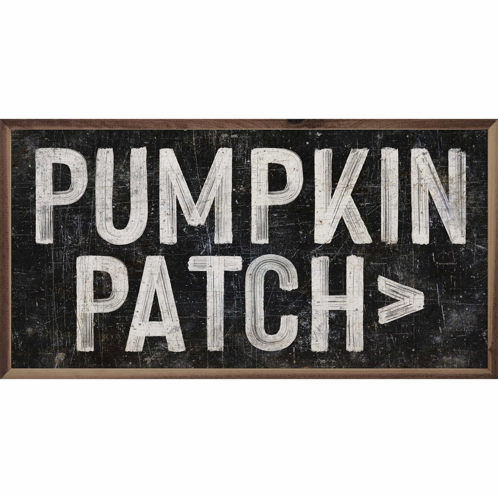 Kendrick Home Walnut Frames 16x8 Pumpkin Patch Arrow Black Printed and Framed Wall Sign