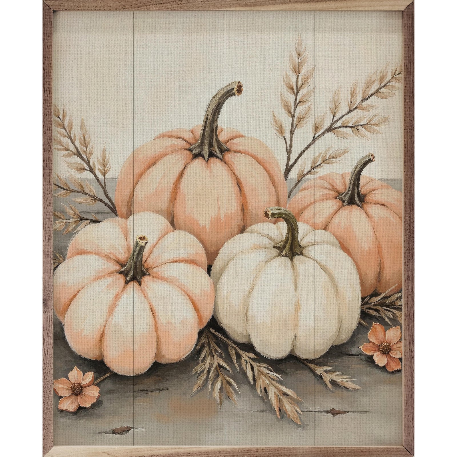 Kendrick Home Walnut Frames 8x10 Pumpkins And Grass Printed and Framed Wall Sign