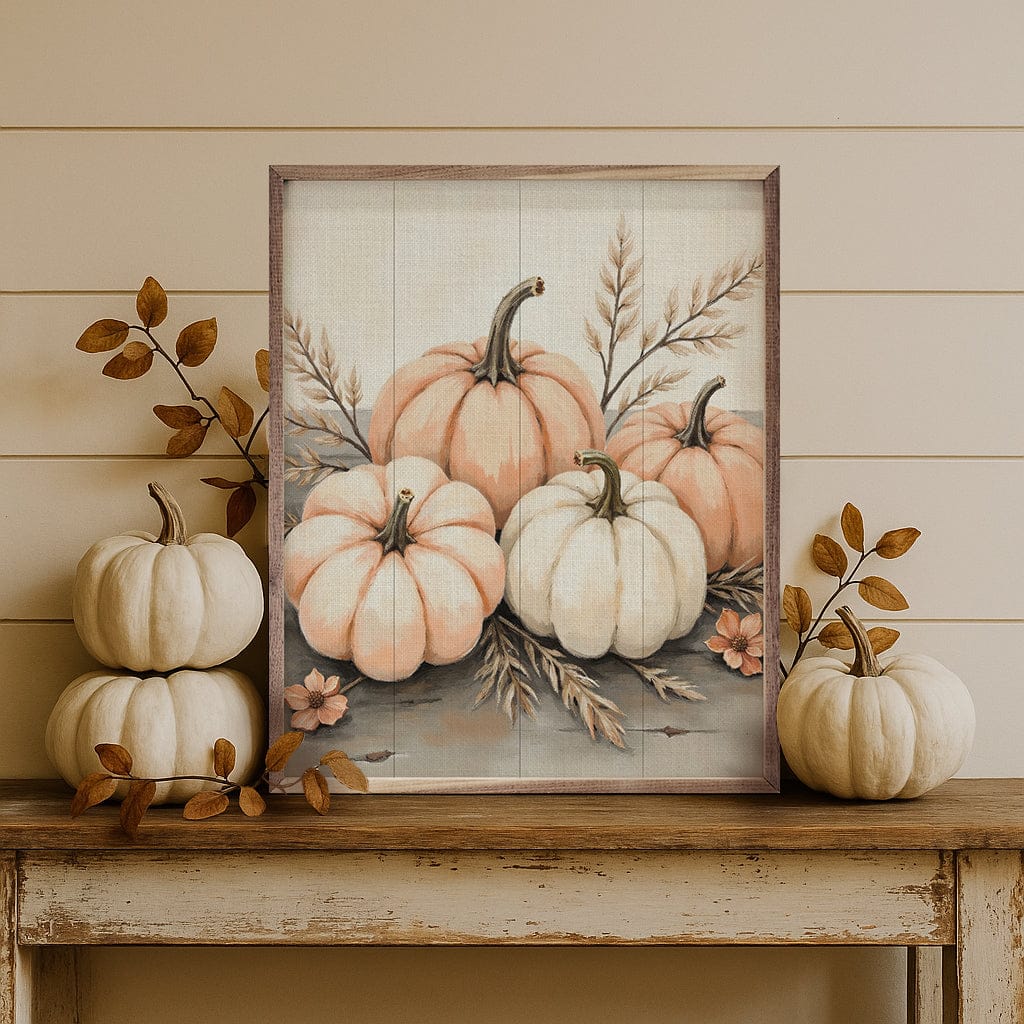 Kendrick Home Walnut Frames 8x10 Pumpkins And Grass Printed and Framed Wall Sign