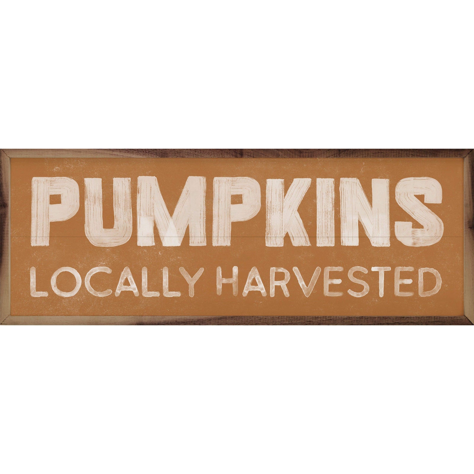 Kendrick Home Walnut Frames 12x4 Pumpkins Locally Harvested Orange Printed and Framed Wall Sign