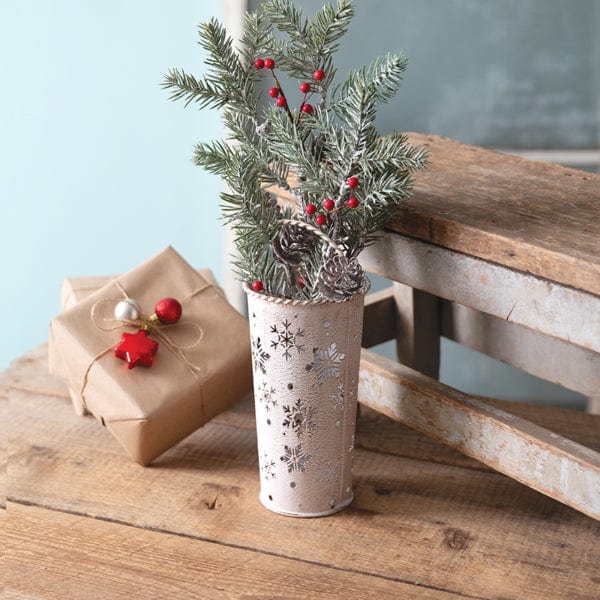 Punched Snowflake Pail / Bucket With Handle