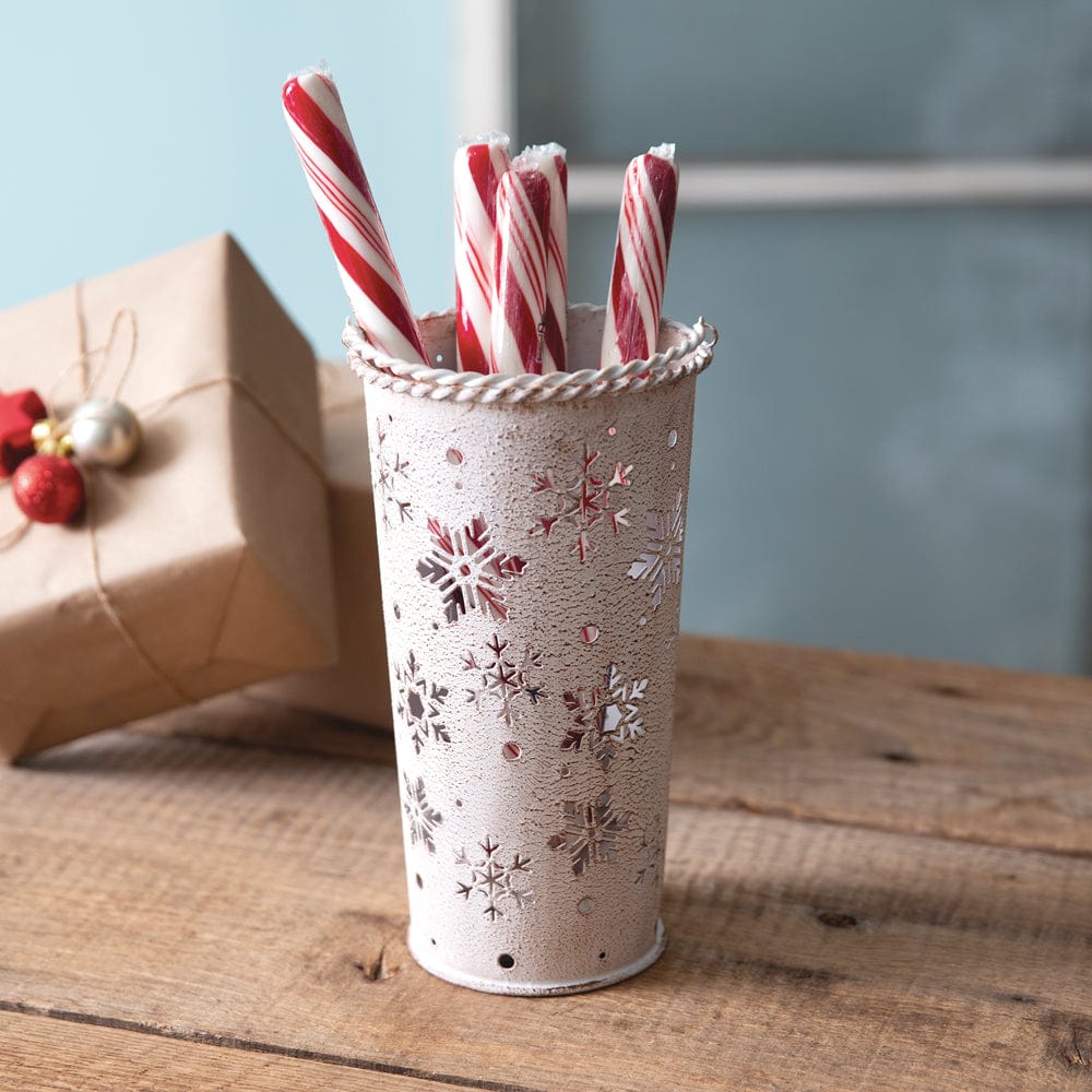 Punched Snowflake Pail / Bucket With Handle