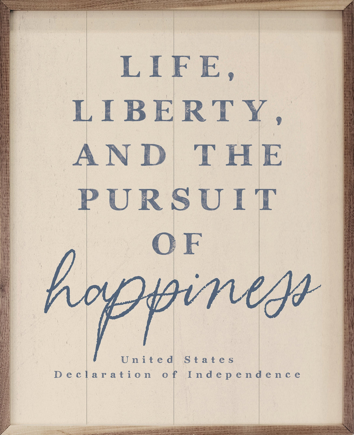 Kendrick Home Walnut Frames Sizes Pursuit of Happiness White Printed and Framed Wall Sign