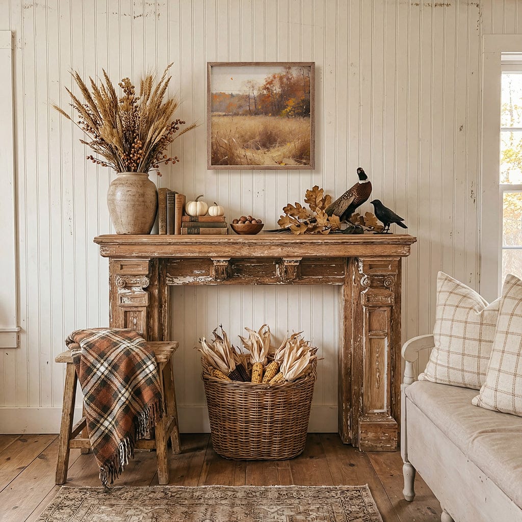Kendrick Home Walnut Frames Quiet Autumn Meadow Printed and Framed Wall Sign