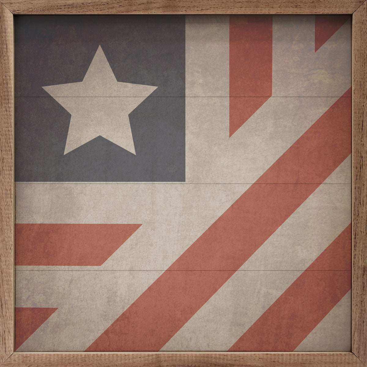 Kendrick Home Walnut Frames Sizes Quilt American Flag Printed and Framed Wall Sign