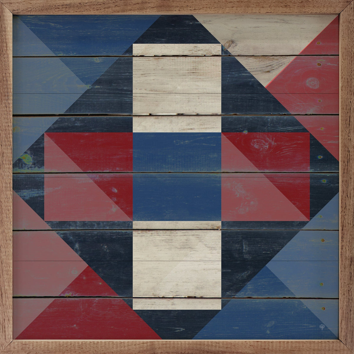 Quilt Festive Americana Cross Printed and Framed Wall Sign