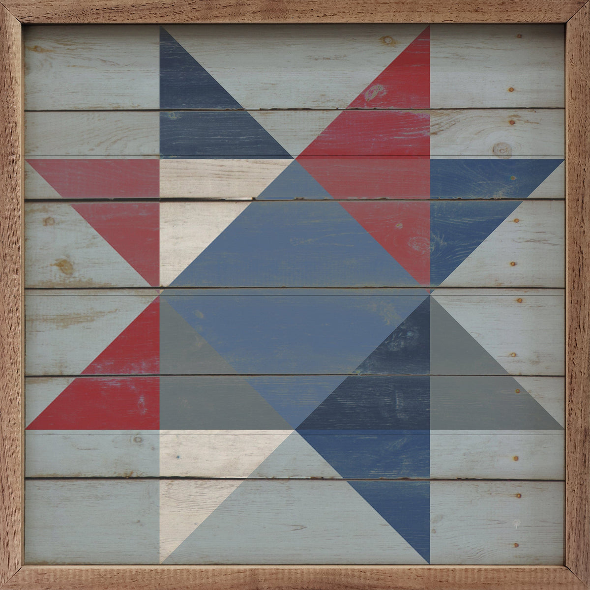 Quilt Festive Americana Ohio Star Printed and Framed Wall Sign