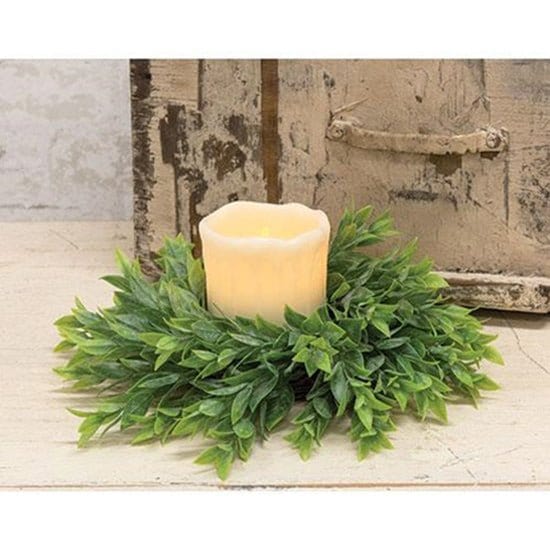 Rainwashed Leaves Candle Ring / Mini Wreath 3&quot; Inner Diameter-Craft Wholesalers-The Village Merchant