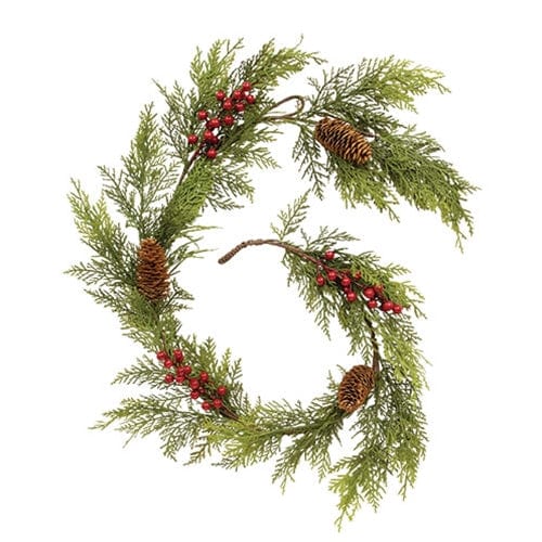 Real Touch Mixed Cedar & Red Berry Garland 5' Foot