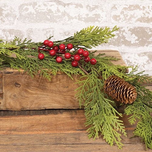 Real Touch Mixed Cedar & Red Berry Garland 5' Foot