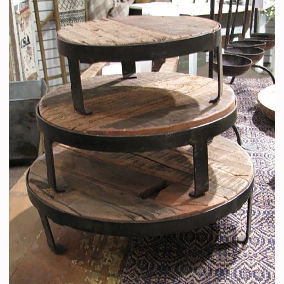 Reclaimed Wood & Metal Stand / Riser On Feet Set of 3-Pine Creek-The Village Merchant