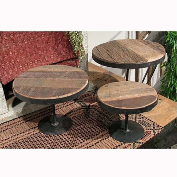 Reclaimed Wood & Metal Stand / Riser On Pedestals Set of 3-Pine Creek-The Village Merchant