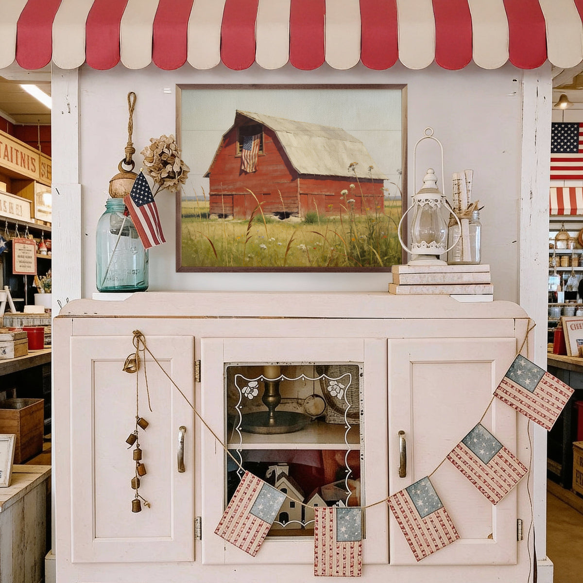 Kendrick Home Walnut Frames Red Barn Of The Heartland Printed and Framed Wall Sign